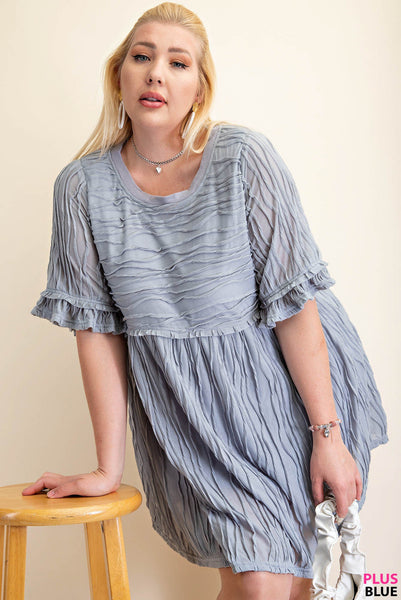 Blue Babydoll Fluttery Tunic Top