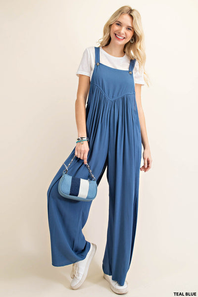 Teal Blue Rayon Crepe Jumpsuit