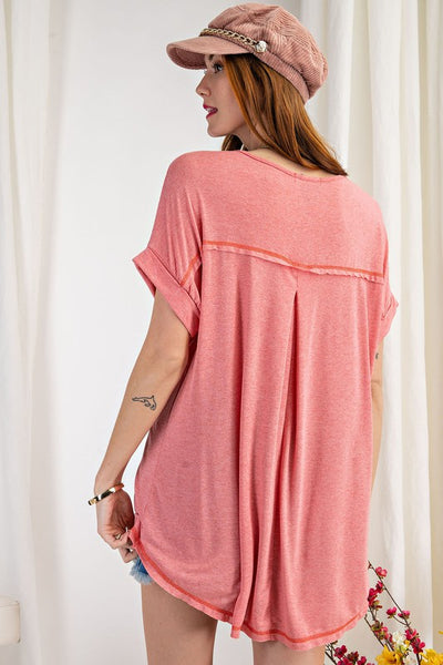 Ultra Soft Tunic Top-Coral