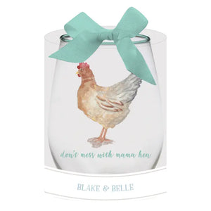 Glass Stemless Wine Mama Hen
