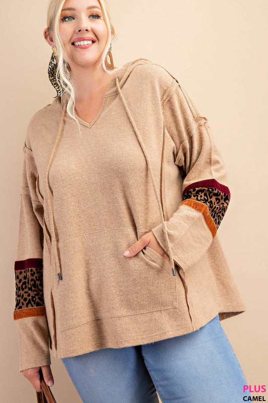 Long Sleeve Raw Hem Hoodie