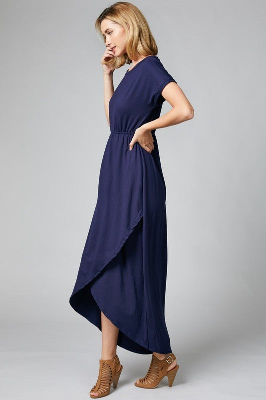 Tulip Short Sleeves Midi Dress Moon Blue