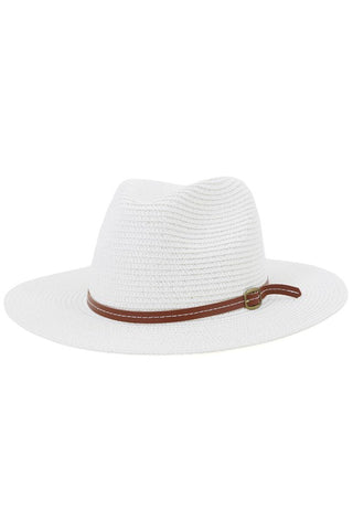 Fashion Buckle Dandy Panama Hat-White
