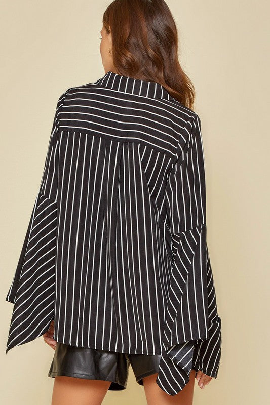 Striped Bell Sleeve Top