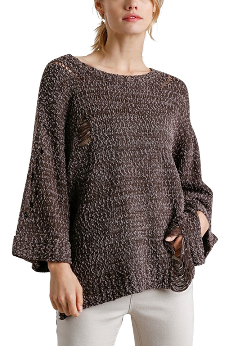 Ash Brown Distressed Sweater