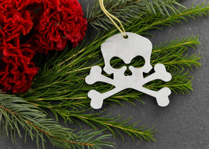 Skull And Crossbones Metal Holiday Gift Christmas Ornaments
