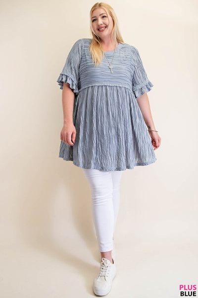 Blue Babydoll Fluttery Tunic Top