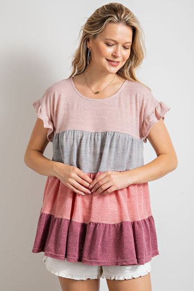 Pink Berry Berry  Ruffle Tiered Top