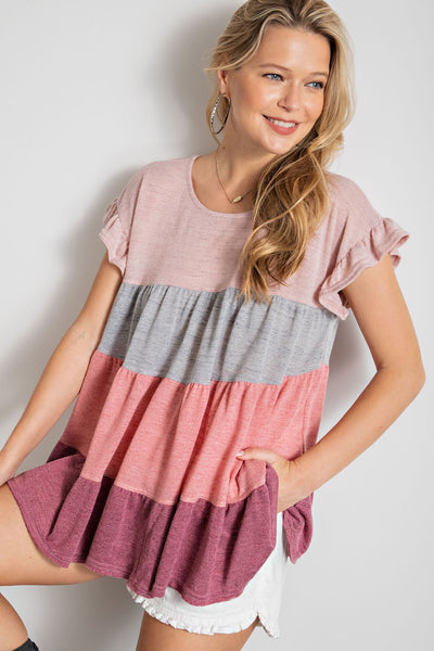 Pink Berry Berry  Ruffle Tiered Top