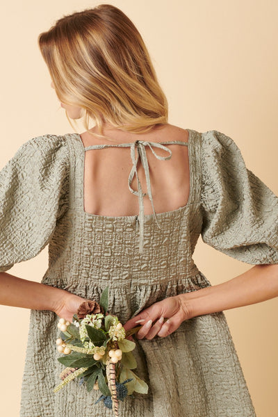 Texture Baby Doll Dress w/Tie Back