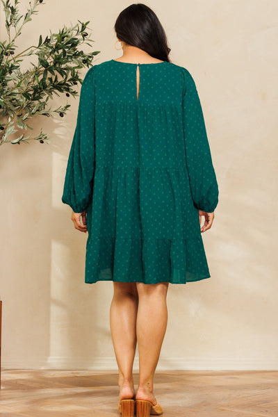 Green Dotted Jacquard Tired Dress
