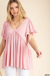 Bell Sleeve w/Ruffle Jersey Top