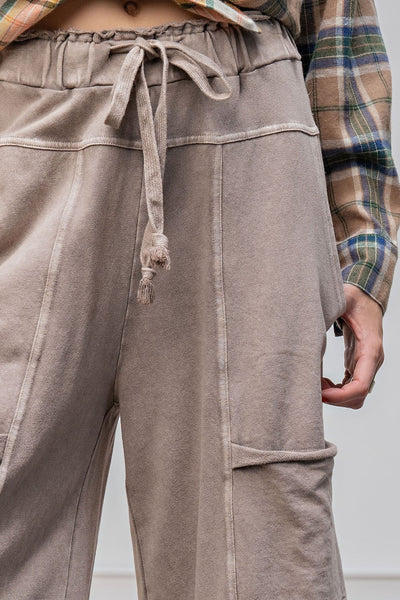 Mushroom Mineral Washed Terry Knit Pants