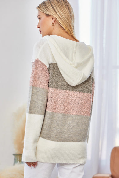 Multi Stripe Hooded Sweater