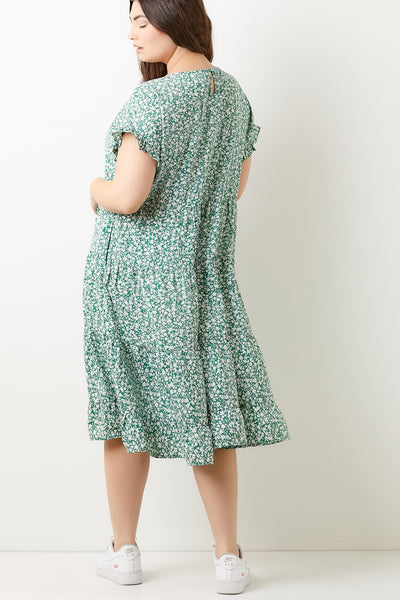 Green Floral Print Maxi Dress
