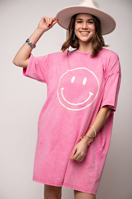 Barbie Pink Smiley Face T-Shirt Dress