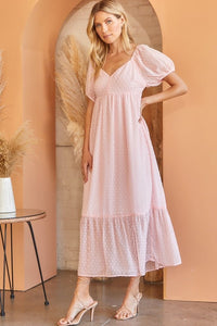 Pink / Swiss Dot Maxi Dress