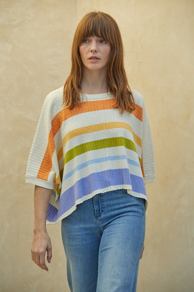 Rainbow Striped Lightweight Sweater