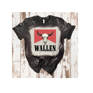 Red Wallen Bull Skull Bleached Tee