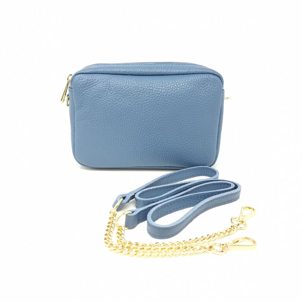 Genuine Leather Double Zipper Clutch