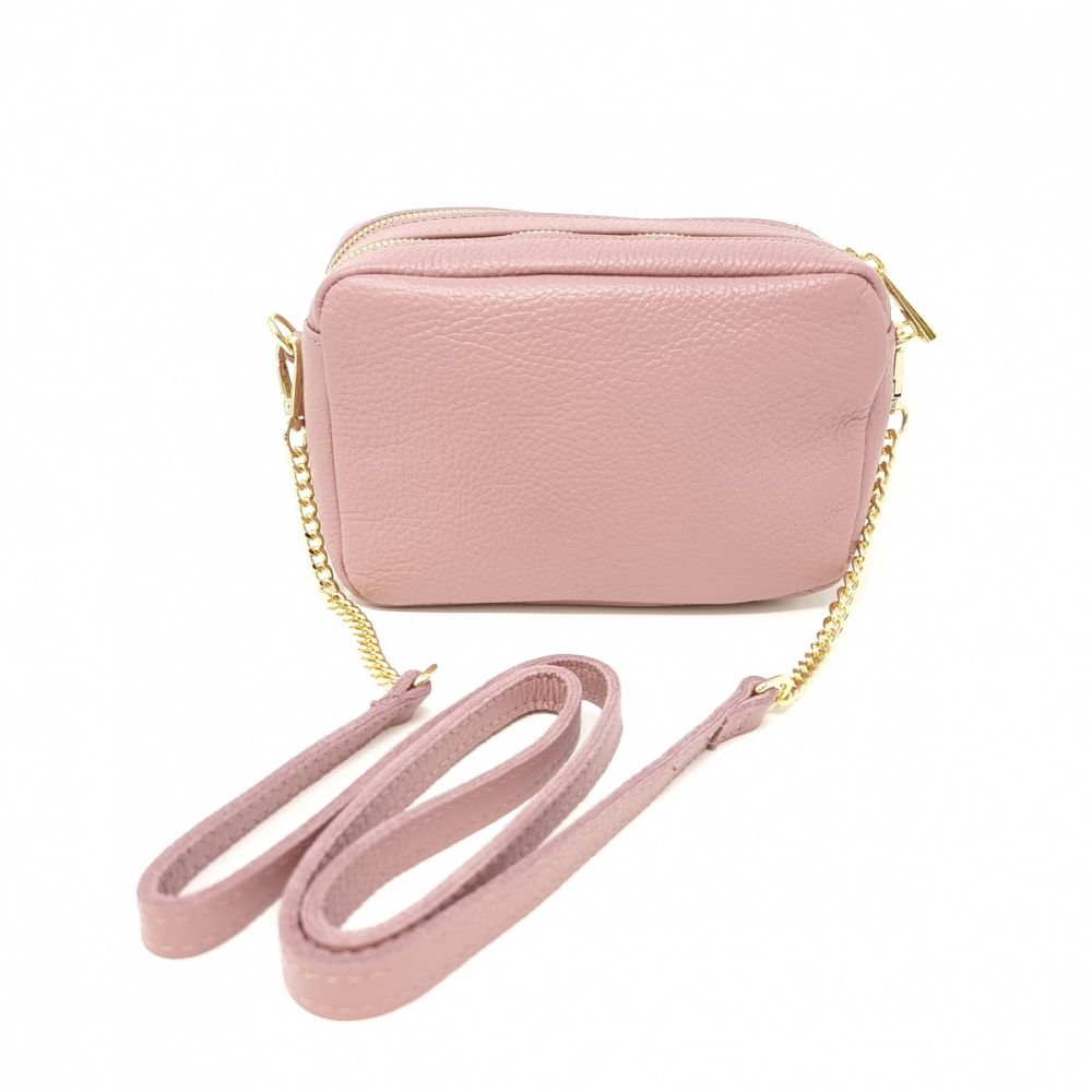 Genuine Leather Double Zipper Clutch