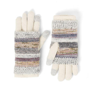 Convertible Striped Gloves OS
