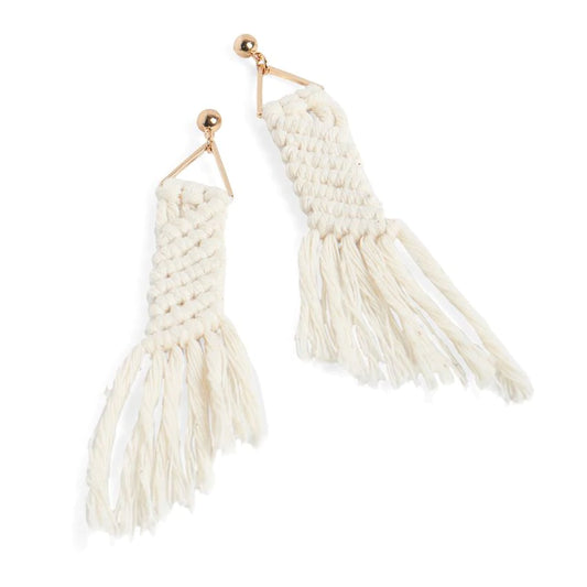 Yarn Earrings - White