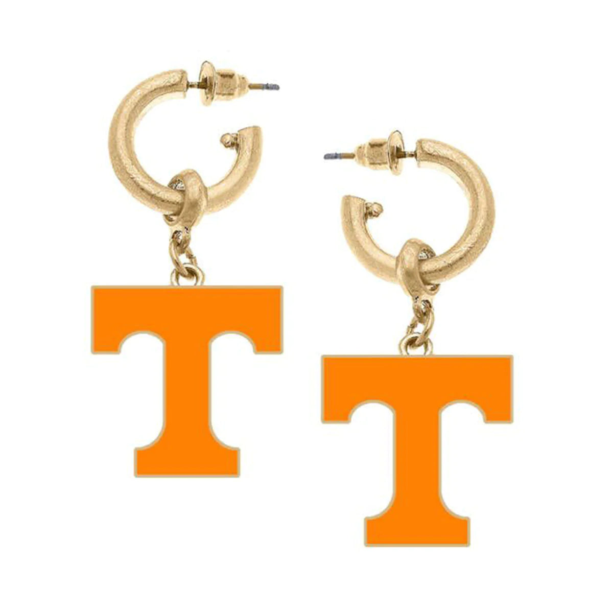University of Tennessee Logo Enamel Drop Hoop Earrings in Orange