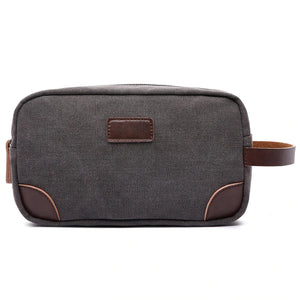 Canvas and Leather Dopp Kit Grey