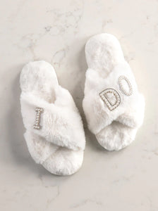 "I Do" Slippers, Ivory, L/XL
