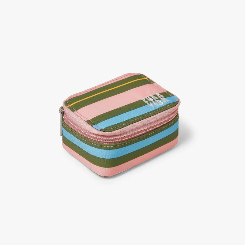 Puravida Mini Pink & Green Striped Jewelry Case