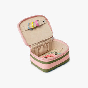 Puravida Mini Pink & Green Striped Jewelry Case