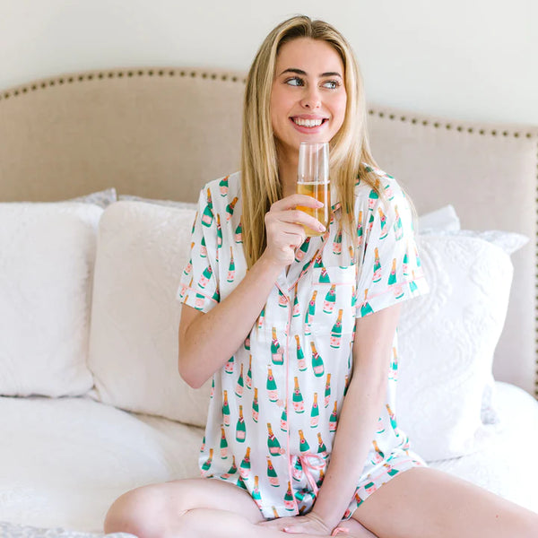 Poppin' Bottles | Charlotte Satin PJ Shorts Set