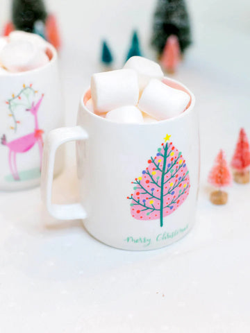 Merry Christmas Pink Tree Coffee Mug