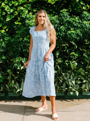 Blue Paradise Palm Ellis Dress