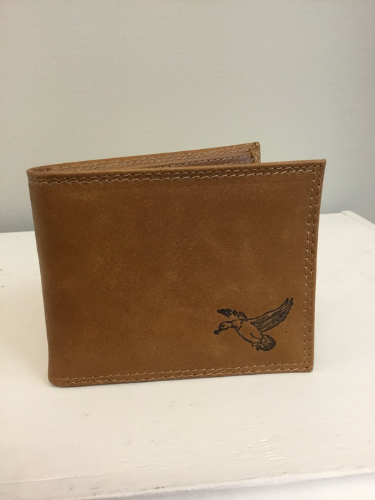 Tan Passcase Wallet Embossed Mallard