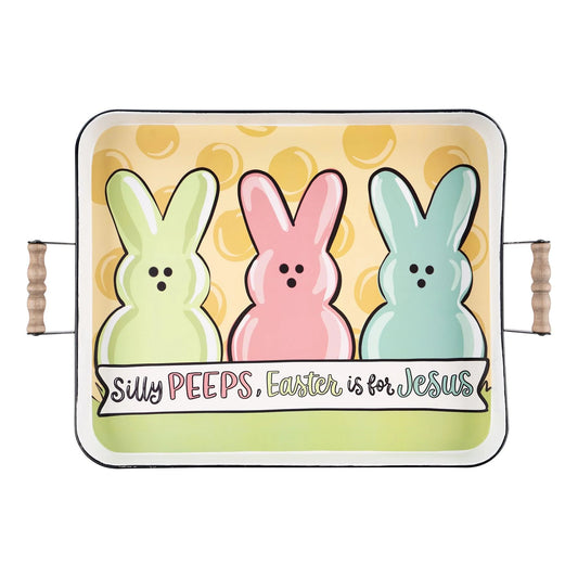 Three Silly Peeps Enamel Tray