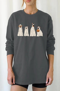 Charcoal Halloween Dog Ghosts LS