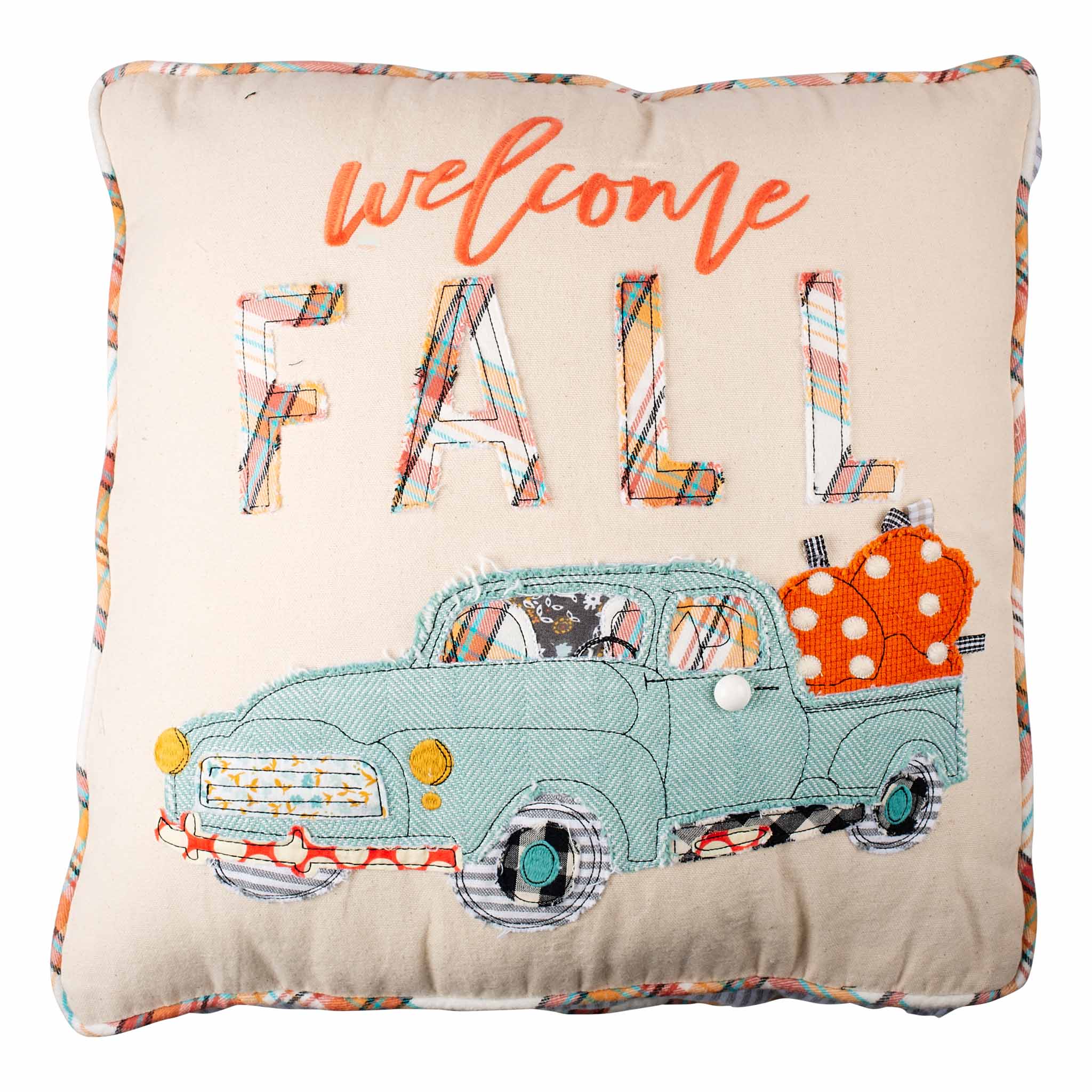 Welcome Fall Pumpkin Truck Pillow