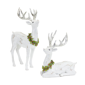 Resin Deer w/ Holly Wreath