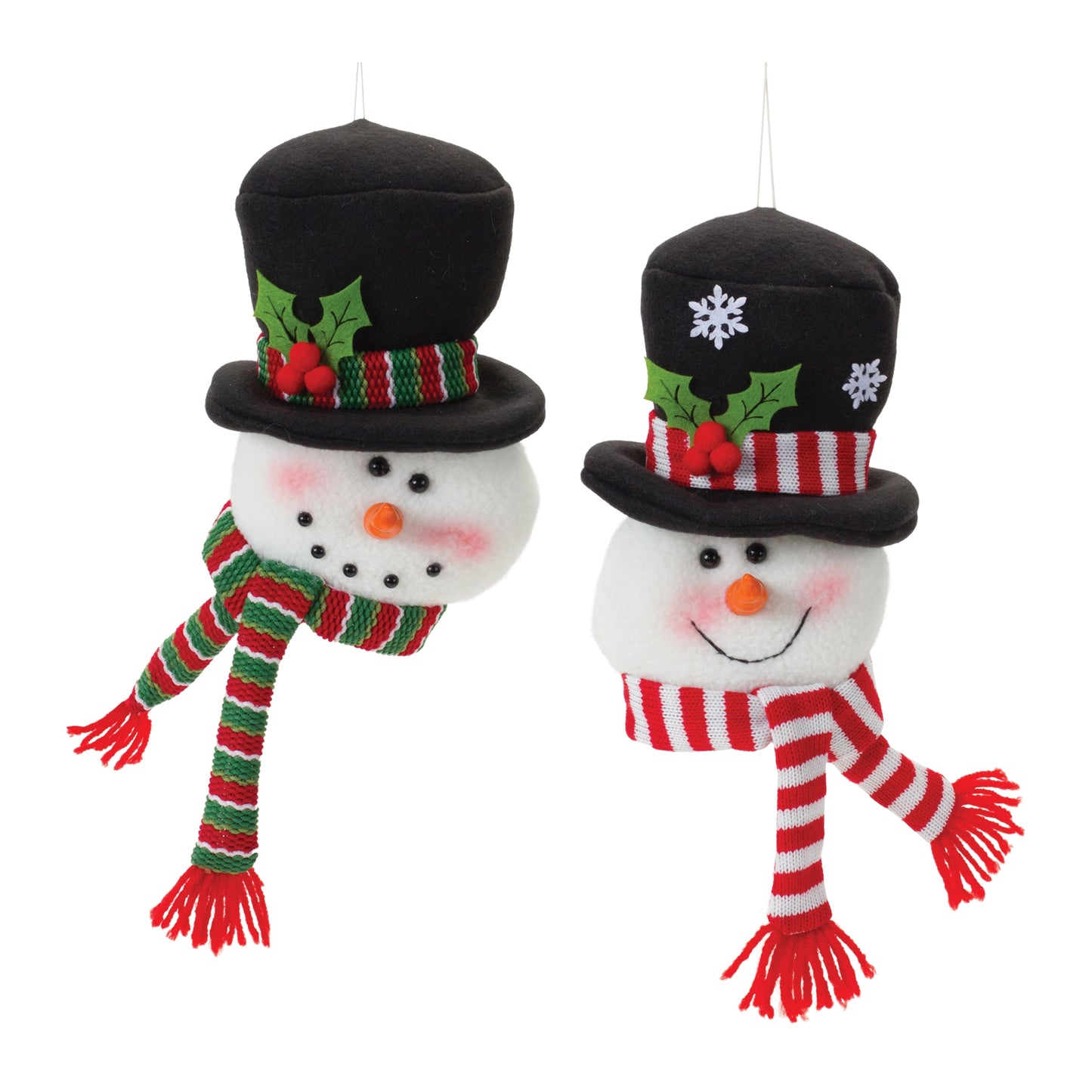 SNOWMAN ORNAMENT (2 ASST) 10.75”H POLYESTER