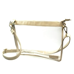 Large Crossbody - Clear PVC with Tan and Gold Accents