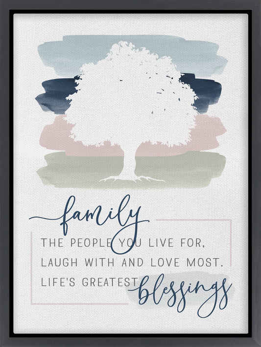 Family, The People You Live For, Laugh With, And Love Most. Framed Canvas