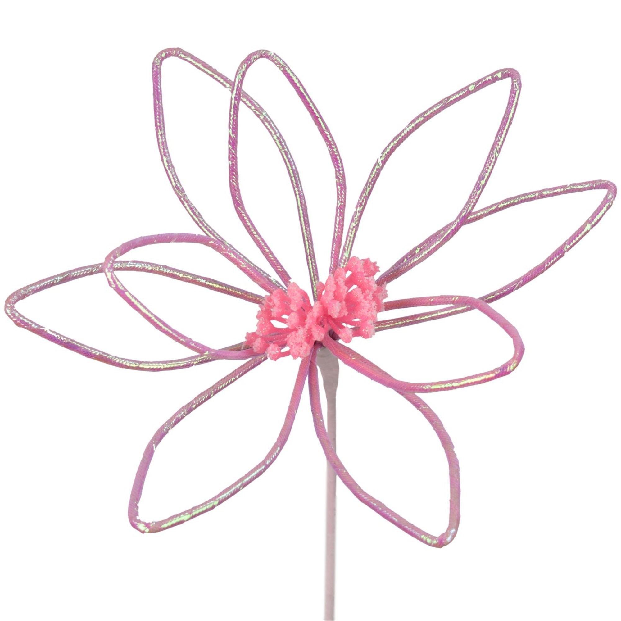 23” Metallic Fabric Wire Poinsettia - Pink