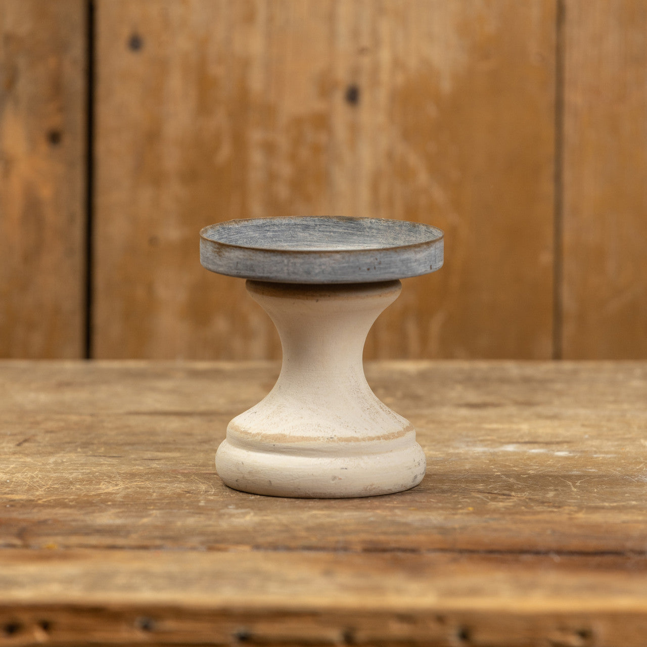 3.5" Metal/ Wood Candle Holder