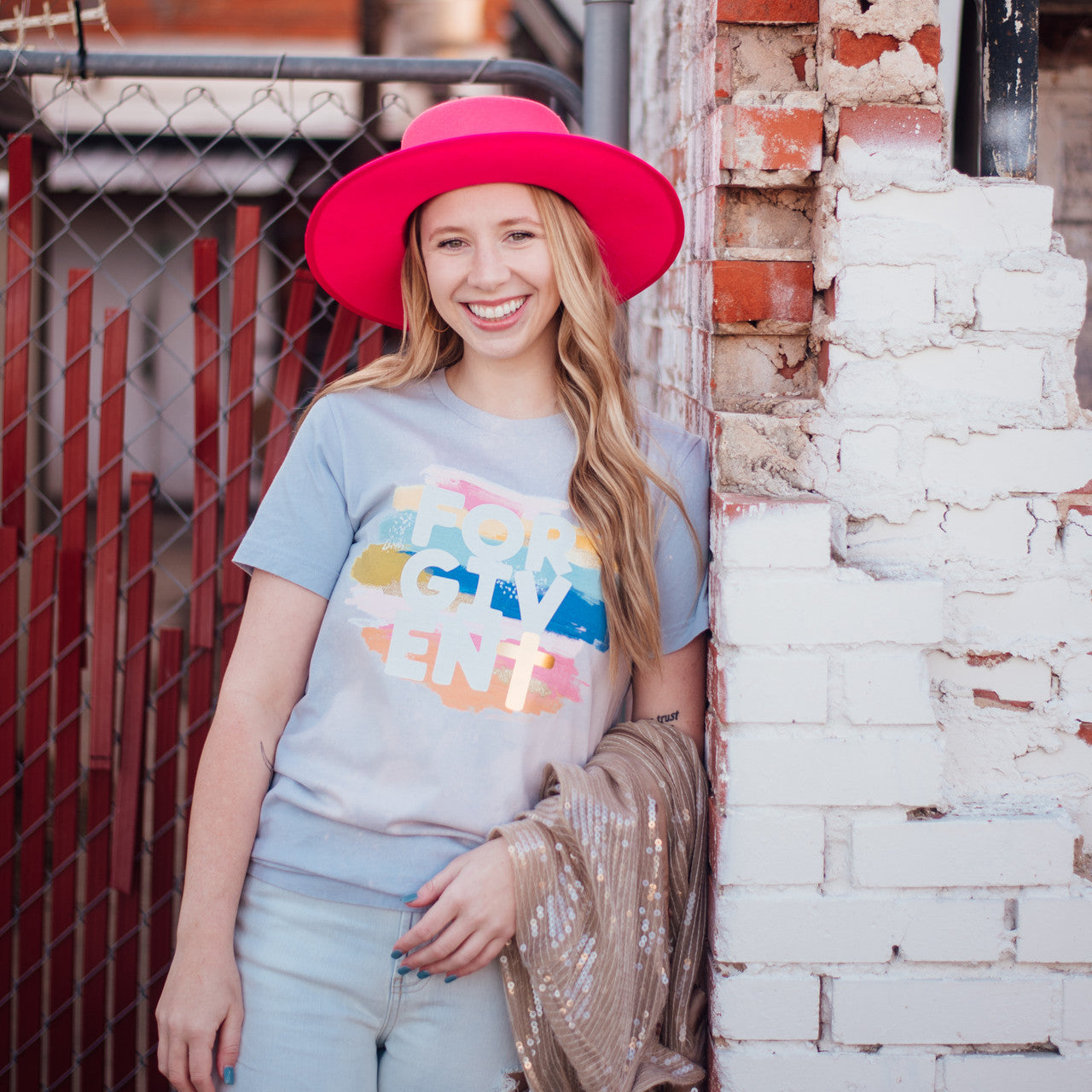 Forgiven Brushstrokes...Light Blue Bleached T-Shirt