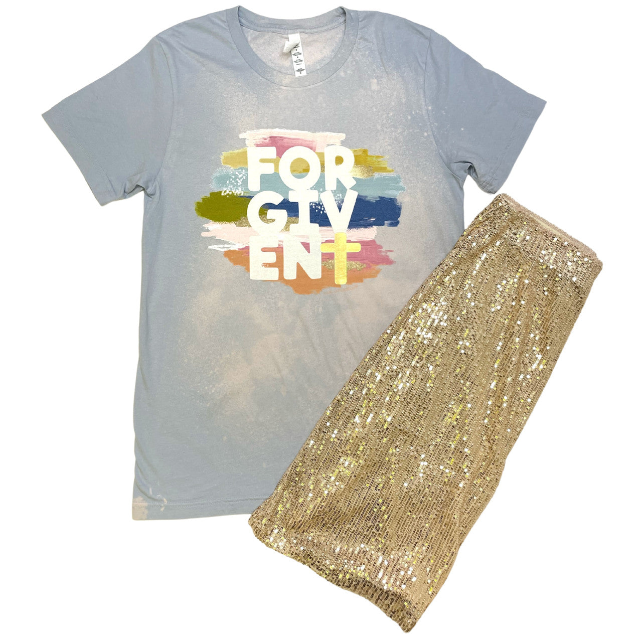 Forgiven Brushstrokes...Light Blue Bleached T-Shirt