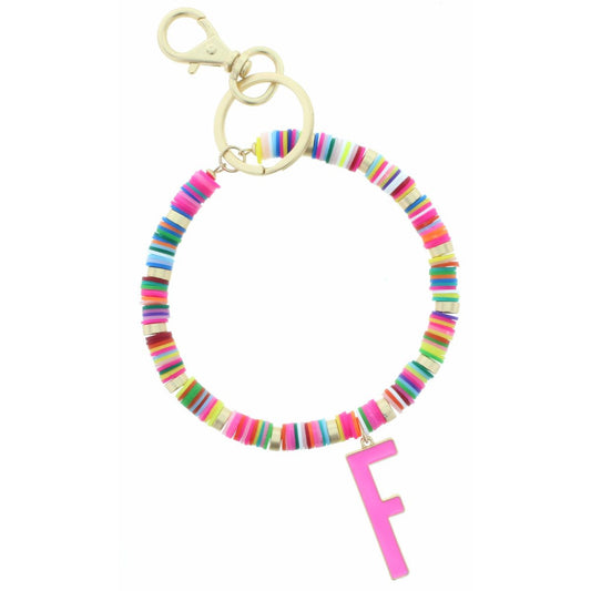 Multi Sequin Discs Keychain w/Initial