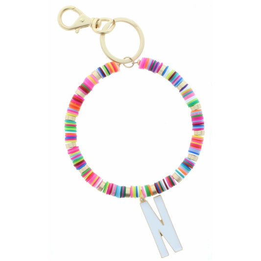 Multi Sequin Discs Keychain w/Initial