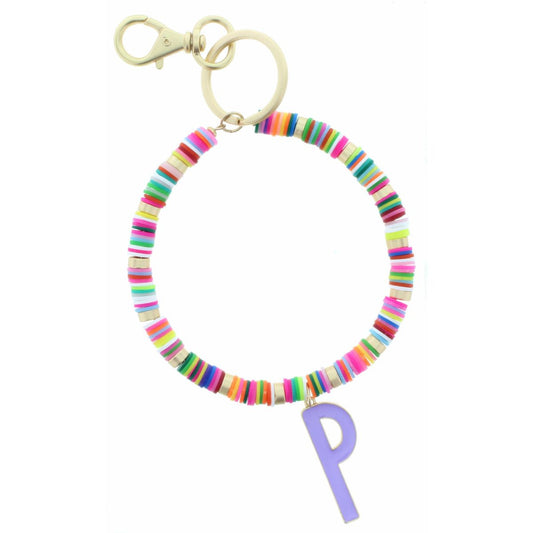 Multi Sequin Discs Keychain w/Initial